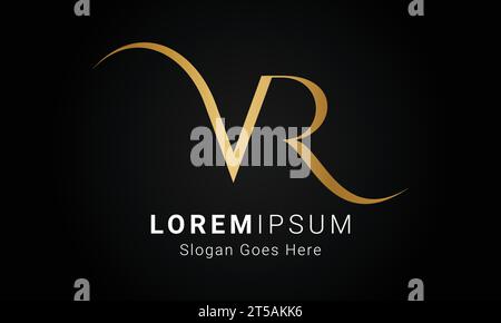 Luxuriöses Initial VR- oder RV-Monogramm-Logo mit Textbuchstaben Stock Vektor