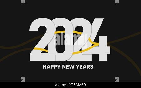 „Happy New Year 2024“ Grußkarte „Happy New Year 2024“. Schönes Web-Banner oder Plakat für Feiertage mit goldenem funkelndem Text „Happy New Year 2024“ Stock Vektor