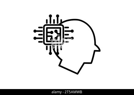 Symbol für künstliche Intelligenz. Kopf und cpu. Symbol für Gerät, künstliche Intelligenz. Liniensymbolstil. Einfache Vektorkonstruktion bearbeitbar Stock Vektor