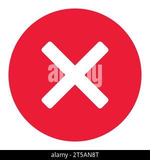 Schaltfläche Schließen - x im Kreis, Symbol mit rotem Kreuz, Vektor Stock Vektor