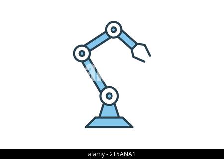 Symbol Roboterarm. Symbol für Gerät, künstliche Intelligenz. Symbolstil für flache Linien. Einfache Vektorkonstruktion bearbeitbar Stock Vektor