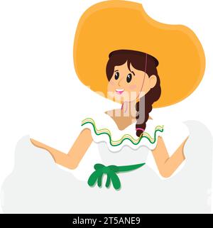 Isolierter süßer traditioneller mexikanischer Frauencharakter Vektor Stock Vektor