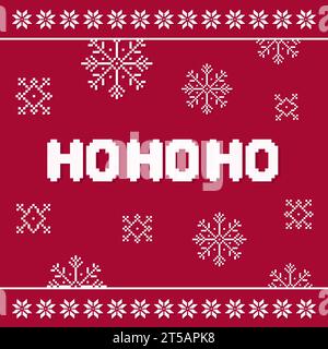 Pixel Art Frohe Weihnachtskarte mit Schneeflocken Stock Vektor