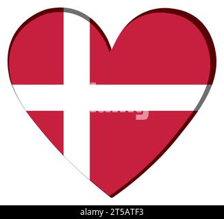 Isolierte Herzform mit der Flagge von Denmark Vector Stock Vektor