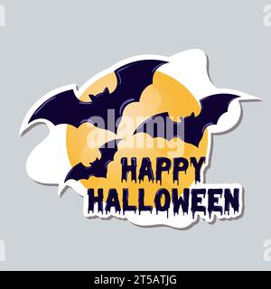 Fledermäuse im Mond Happy halloween Poster Vektor Stock Vektor