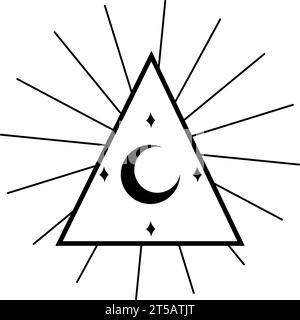 Isoliertes Dreieck mit Mondsymbol Esoterismus Skizzensymbol Vektor Stock Vektor