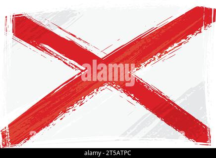 Die Flagge des Bundesstaates Alabama wurde im Grunge-Stil erstellt Stock Vektor