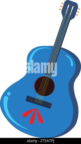 Isolierte blaue Holzgitarrenskizze Icon Vektor Stock Vektor