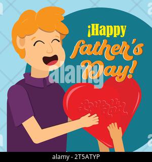 Glückliche Vatertagskarte Mann mit Herz Vektor Stock Vektor