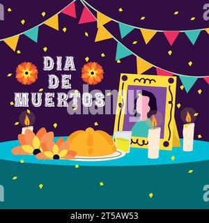 Dia de los muertos Hintergrund mit einem Altar Vektor Stock Vektor