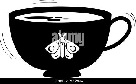 Isolierte Tasse mit einem Mottensymbol Esoterismus-Skizzensymbol Vektor Stock Vektor