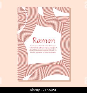 Poster mit roter Textur für Ramen-Nudeln. Japanischer, chinesischer welliger Hintergrund. Stock Vektor