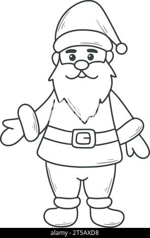 Weihnachtsmann im Sketch-Stil. Niedlicher Mann für Silvester isolierte Zeichentrickskizze. Lustiger Zwerg für den Urlaub, schwarze Linie Vektor-Illustration Stock Vektor