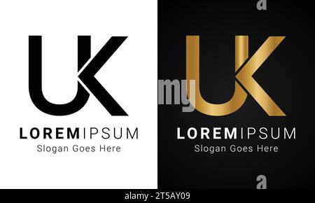 Luxuriöses Initial UK- oder KU-Logo mit Monogramm Stock Vektor