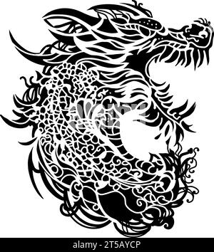 Drache, Vektorzeichnung, chinesischer Drache, Neujahr, Happy Chinese New Year 2024 Sternzeichen, Jahr des Drachen, traditionelles Chinesisch. Set Chinesisch Stock Vektor