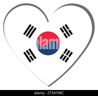 Isolierte Herzform mit der Flagge von Südkorea Vector Stock Vektor
