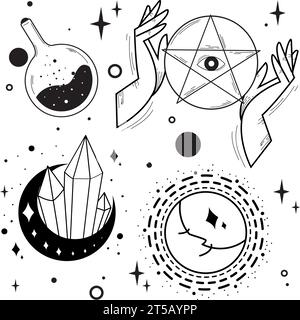 Nahtloser Hintergrund mit Esoterismus-Symbolen Vektor Stock Vektor