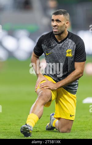 Abderrazak Hamdallah vom Al Ittihad FC am 12. Spieltag der SAFF Roshn Saudi Pro League 2023-24 zwischen Al Shabab FC und Al Ittihad FC im King Fahd International Stadium am 3. November 2023 in Riad, Saudi Arabien. Foto von Victor Fraile / Power Sport Images Credit: Power Sport Images Ltd/Alamy Live News Stockfoto