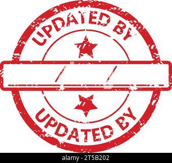 Aktualisiert von mit Platz für Datumsstempel. Siegelstempel Grunge Schild, Gummistempel Update, Etikett Geschäftsdokumentation. Vektorabbildung Stock Vektor
