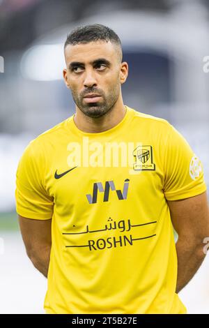 Abderrazak Hamdallah vom Al Ittihad FC am 12. Spieltag der SAFF Roshn Saudi Pro League 2023-24 zwischen Al Shabab FC und Al Ittihad FC im King Fahd International Stadium am 3. November 2023 in Riad, Saudi Arabien. Foto von Victor Fraile / Power Sport Images Credit: Power Sport Images Ltd/Alamy Live News Stockfoto