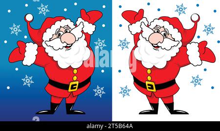 Lustiger Weihnachtsmann mit Schneeflocken. Vektor-Weihnachtsvorlage auf transparentem und blauem Hintergrund Stock Vektor