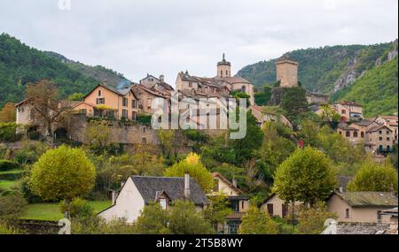 Das Dorf Le Rozier in Lozère (Frankreich) Stockfoto