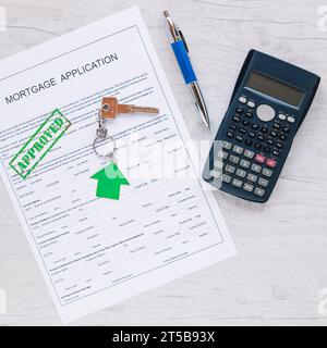 Realtor-Tabelle für Arbeitsobjekte Stockfoto