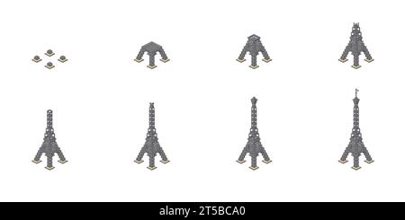 Bau des Eiffelturms. Vektor Stock Vektor