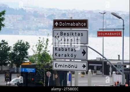 Istanbul. Türkiye. Hinweisschilder in Kabatas Stockfoto