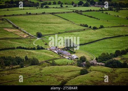 Blick von Pendal Hill Lancashire, England, HEAD FARM, Barley, Nelson Pendle Holiday Cottages Stockfoto