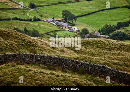 Blick von Pendal Hill Lancashire, England, HEAD FARM, Barley, Nelson Pendle Holiday Cottages Stockfoto