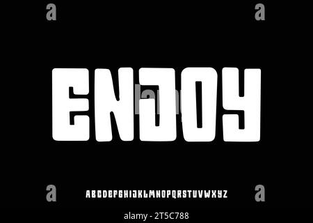 Einzigartige dekorative verspielte Alphabet Display Schriftvektor. Abgerundeter, flippiger Retro-Typografie-Stil Stock Vektor