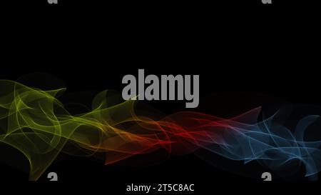 Dunkler abstrakter Hintergrund mit leuchtenden abstrakten Wellen, abstrakter Hintergrund. Stockfoto