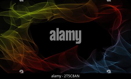 Dunkler abstrakter Hintergrund mit leuchtenden abstrakten Wellen, abstrakter Hintergrund. Stockfoto