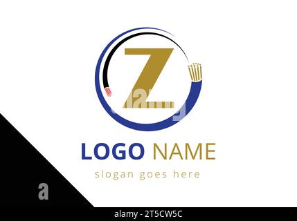 Buchstabe Z mit elektrischem Draht Glasfaserkabel Logo Design Vector Template Stock Vektor