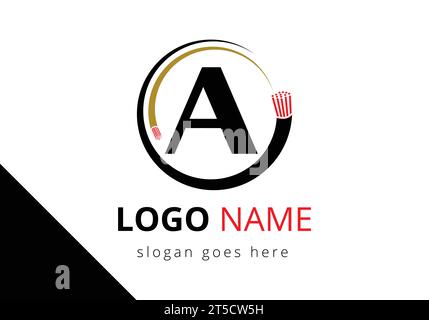 Buchstabe A mit Elektrodraht, Glasfaserkabel Logo Design Vector Template Stock Vektor