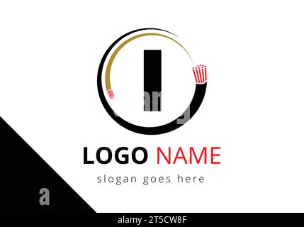 Buchstabe I mit elektrischem Draht, Glasfaserkabel Logo Design Vector Template Stock Vektor