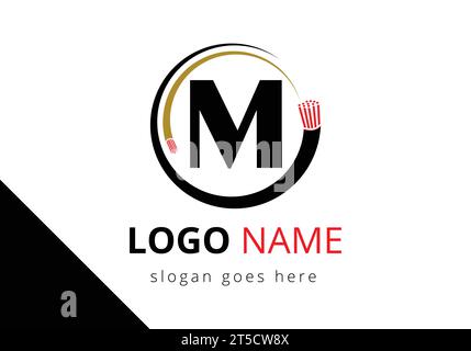 Buchstabe M mit elektrischem Draht, Glasfaserkabel Logo Design Vector Template Stock Vektor