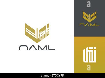 Naml arabisches Kalligraphie-Logo. Es ist minimalistisch, modern, elegant und schlicht gestaltet. Geeignet für Publikationen, Buchgeschäfte. Stock Vektor
