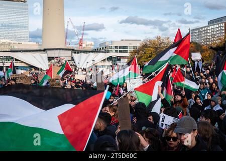 Berlin, Deutschland - 4. November: Demonstranten zur Demonstration des freien Palästina in Berlin Stockfoto