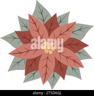 Weihnachtsstern mit roter Blume Weihnachtsstern. Symbol der Winterferien. Perfekt für Weihnachten oder Silvester-Grußkarten. Vektorabbildung Stock Vektor