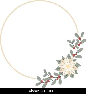 Weihnachtsrahmen mit weißer Weihnachtsstern. Design für Neujahr- und Weihnachtskarten, Scrapbooking, Aufkleber, Planer, Einladungen. Vektorillustratio Stock Vektor