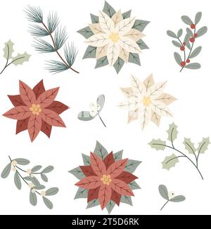 Weihnachtssterne Blumen isoliert Symbol fr Weihnachten oder Neujahr  Grukarte Design. Vektor realistische Weihnachtsstern Pflanze mit  Sternblume und Blatt fr Weihnachten Stock-Vektorgrafik - Alamy