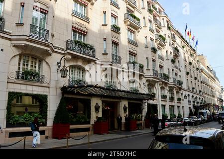 Hotel Le Bristol in der Rue du Faubourg Saint-Honoré in Paris, Frankreich Stockfoto