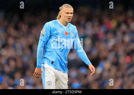 Manchester, Großbritannien. November 2023. Erling Haaland #9 von Manchester City während des Premier League-Spiels Manchester City gegen Bournemouth im Etihad Stadium, Manchester, Vereinigtes Königreich, 4. November 2023 (Foto: Conor Molloy/News Images) in Manchester, Vereinigtes Königreich am 11.04.2023. (Foto: Conor Molloy/News Images/SIPA USA) Credit: SIPA USA/Alamy Live News Stockfoto