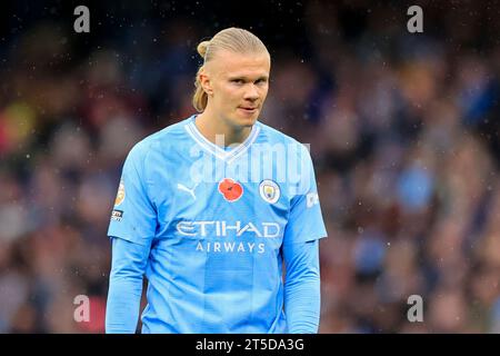 Manchester, Großbritannien. November 2023. Erling Haaland #9 von Manchester City während des Premier League-Spiels Manchester City gegen Bournemouth im Etihad Stadium, Manchester, Vereinigtes Königreich, 4. November 2023 (Foto: Conor Molloy/News Images) in Manchester, Vereinigtes Königreich am 11.04.2023. (Foto: Conor Molloy/News Images/SIPA USA) Credit: SIPA USA/Alamy Live News Stockfoto