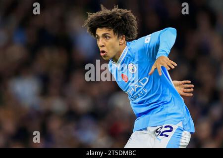 Manchester, Großbritannien. November 2023. Rico Lewis #82 von Manchester City während des Premier League-Spiels Manchester City gegen Bournemouth im Etihad Stadium, Manchester, Vereinigtes Königreich, 4. November 2023 (Foto: Conor Molloy/News Images) in Manchester, Vereinigtes Königreich am 11.04.2023. (Foto: Conor Molloy/News Images/SIPA USA) Credit: SIPA USA/Alamy Live News Stockfoto
