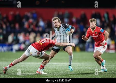 4. November 2023, Musgrave Park, Cork, Irland - United Rugby Championship: Munster vs Dragons Stockfoto