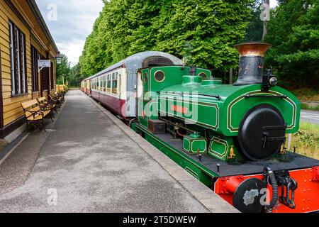 Royal Deeside Railway Lokomotive Bon-Accord, gebaut von Andrew Barclay im Jahr 1897 für Aberdeen Corporation Gas Works. In Milton of Crathes, Schottland, Großbritannien Stockfoto