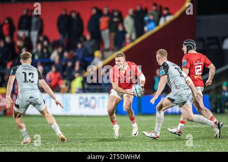 4. November 2023, Musgrave Park, Cork, Irland - United Rugby Championship: Munster vs Dragons Stockfoto